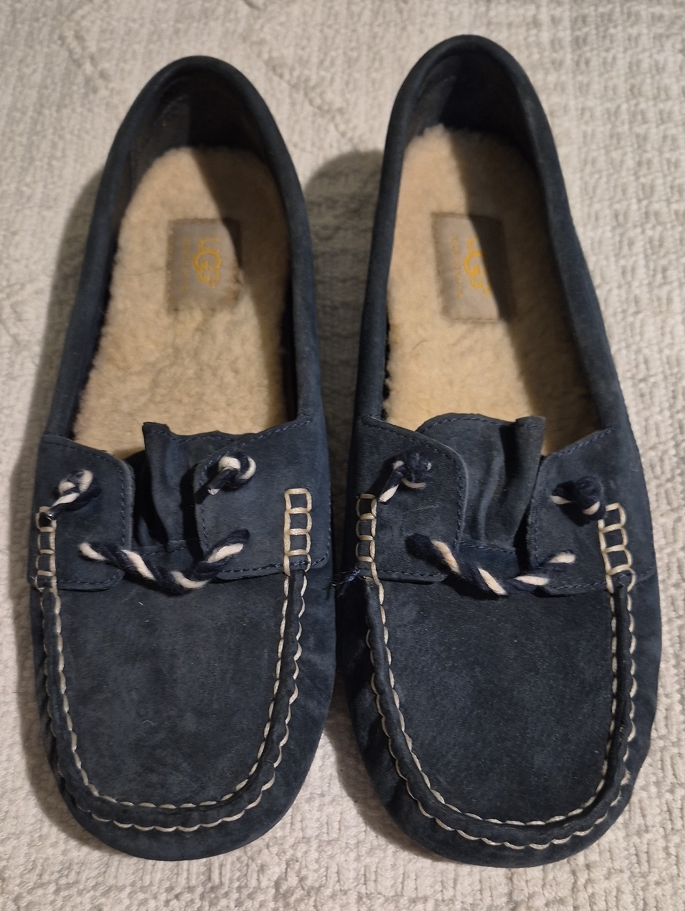 UGG Meena Suede Driving Moccasins Midnight Navy Blue Loafers Size 9